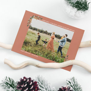 Silent Night Hope and Love Holly Plaid Religious Holiday Card