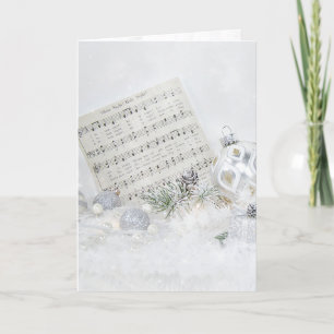 Silent Night Music With Ornaments Holiday Card