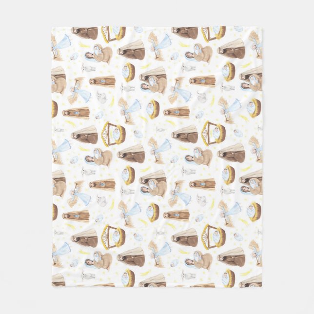Silent Night Nativity Christmas Fleece Blanket (Front)