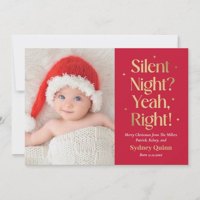 Silent Night New Baby Funny Christmas Card (Front)