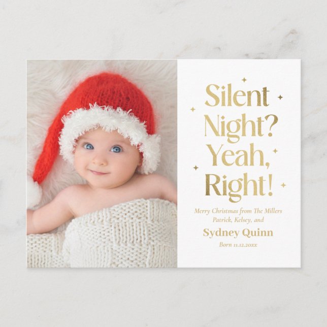 Silent Night New Baby Funny Christmas Postcard (Front)