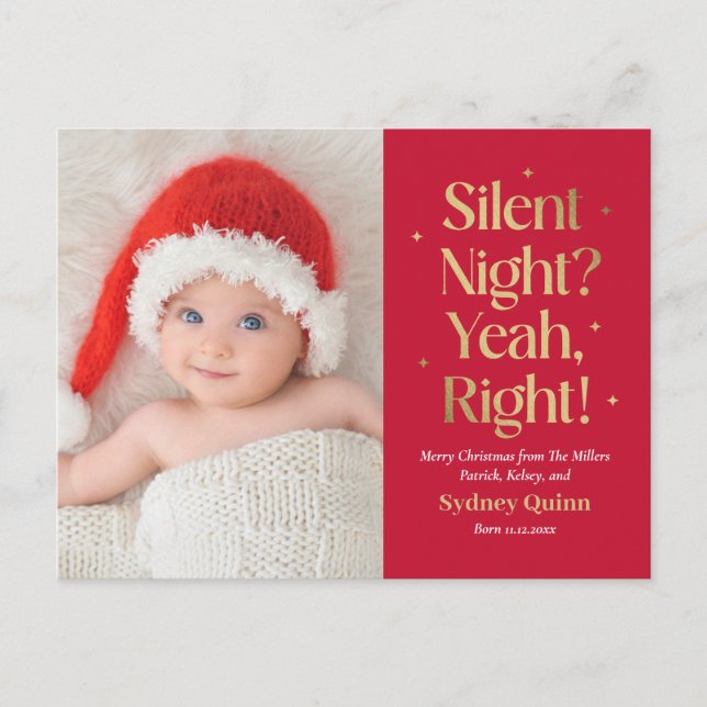 Silent Night New Baby Funny Christmas Postcard (Front)