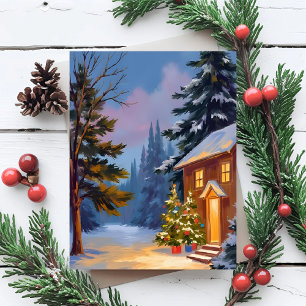 Silent Night Painted Christmas Holiday Card
