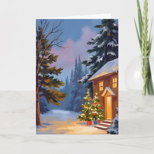 Silent Night Painted Christmas Holiday Card (Front)