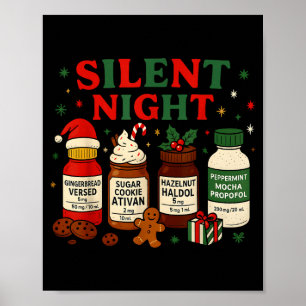 Silent Night Profol Icu Nurse Funny Christmas Medi Poster