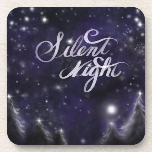 Silent Night - romantic Holiday snow scene Coaster