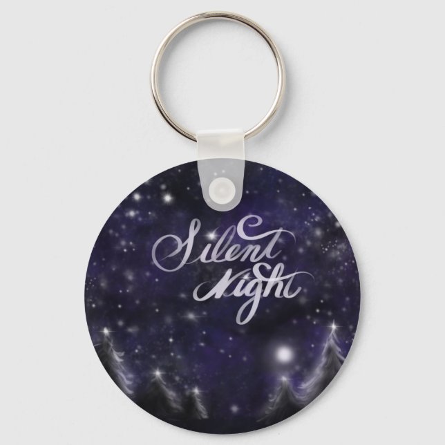 Silent Night - romantic Holiday snow scene Key Ring (Front)