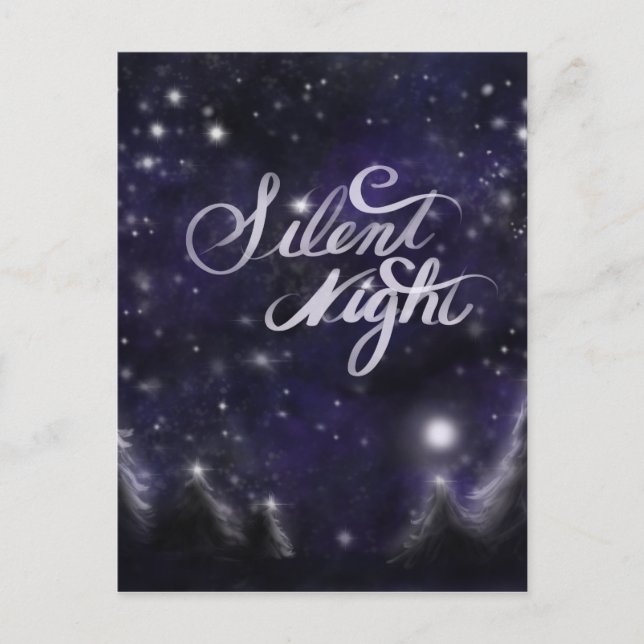 Silent Night - romantic Holiday snow scene Postcard (Front)