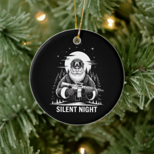 Silent Night Santa Christmas Military Veteran  Ceramic Tree Decoration