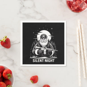 Silent Night Santa Christmas Military Veteran  Napkin