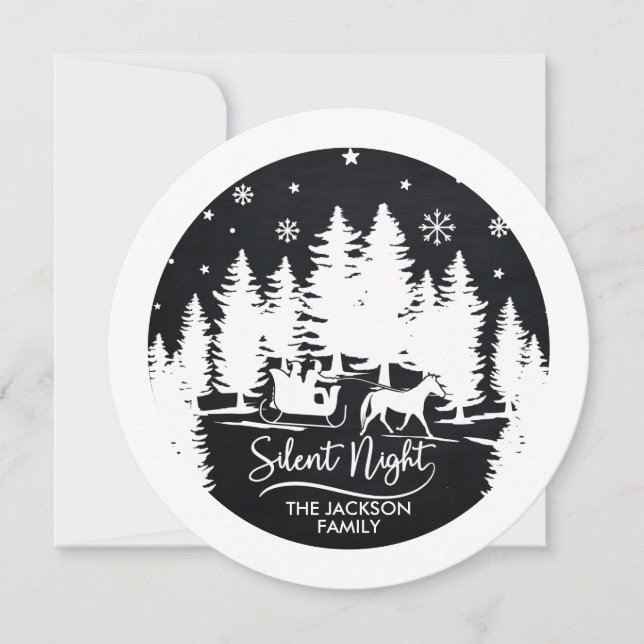 Silent night sleight pines silhouettes snowflakes (Front)