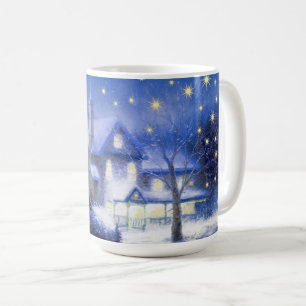Silent Night. Snowy Village Christmas Gift Coffee Mug