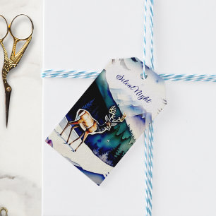 Silent Night with Deer Holiday Gift Tags