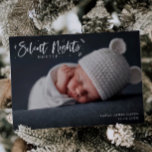 Silent Nights Baby Landscape Photo Holiday Birth Announcement<br><div class="desc">Whimsical and modern birth announcement card for the holiday season on top of your newborn baby's picture with the typography text that says "Silent Nights, mostly... " You can add a second photo on the back along with a message. Perfect Christmas birth announcement card for both baby girls and boys....</div>