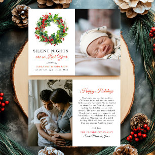 Silent Nights  Christmas Photo Baby Birth Announcement