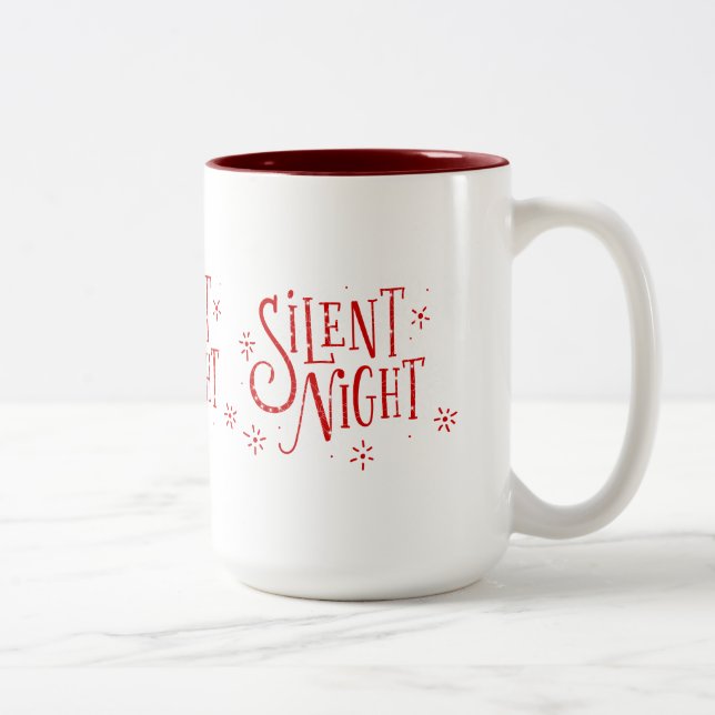 Silent Nights Modern Christmas Typography Two-Tone Coffee Mug (Right)