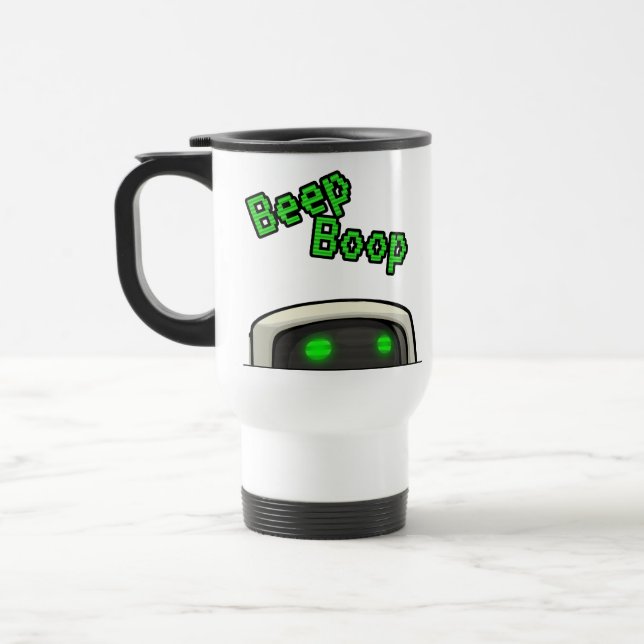 Silent Observer Beep Boop Travel Mug (Left)