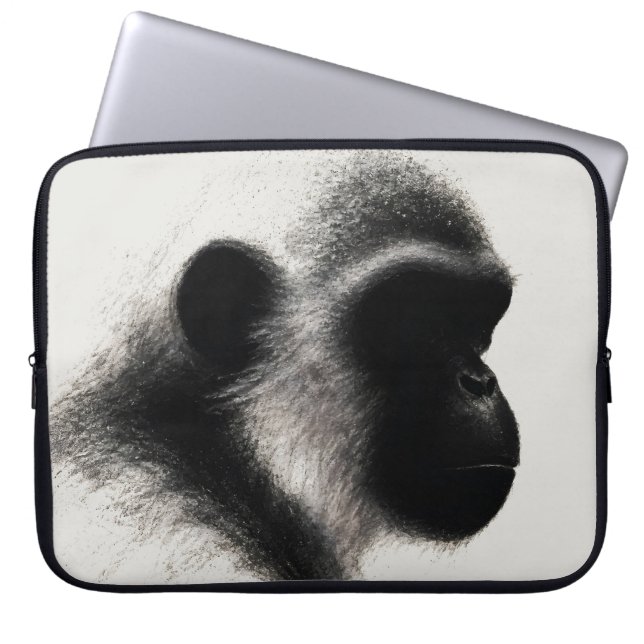 Silent Observer Primate Charcoal Study Laptop Sleeve (Front)
