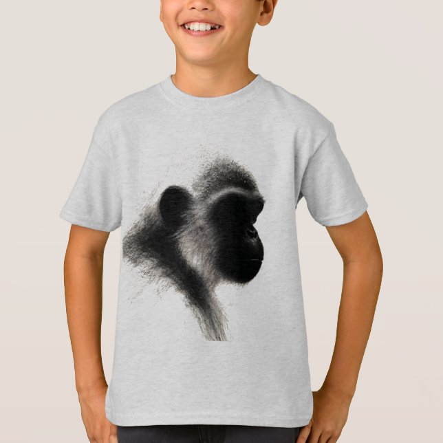 Silent Observer Primate Charcoal Study T-Shirt (Front)