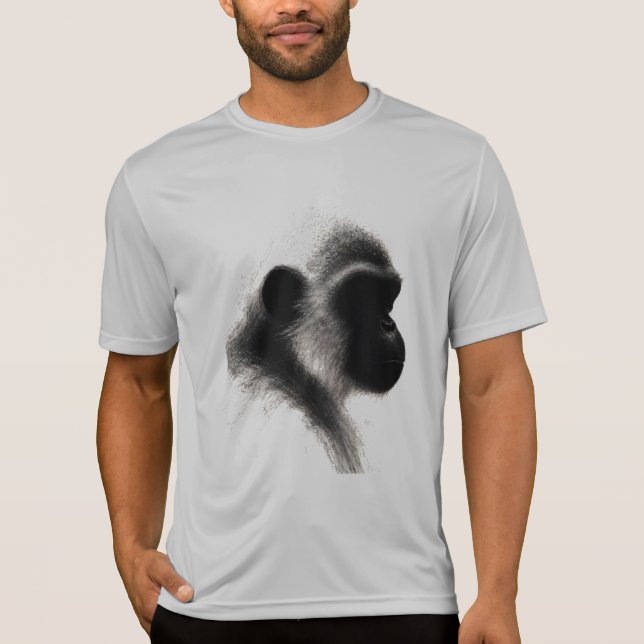 Silent Observer Primate Charcoal Study T-Shirt (Front)