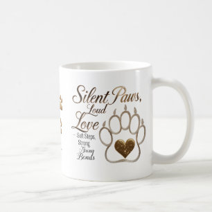 Silent Paws, Loud Love – Dog Lover Gold Paw Print Coffee Mug