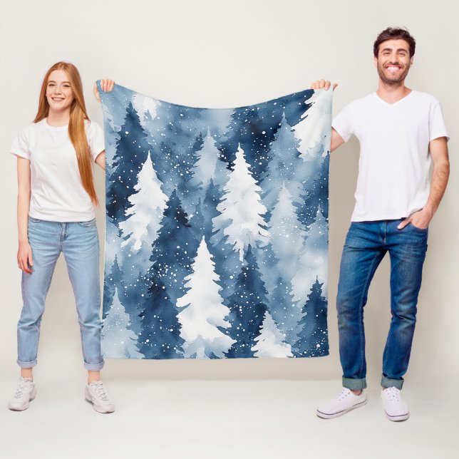Silent Pines Winter Forest Fleece Blanket (In Situ)