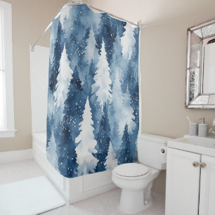 Silent Pines Winter Forest Shower Curtain