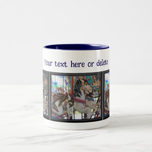 Silent Prancers Carousel Horses Personalized  Two-Tone Coffee Mug (Center)
