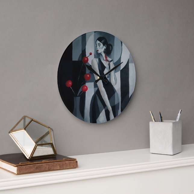 Silent Pulse Art Deco Woman Wall Clock (Office)