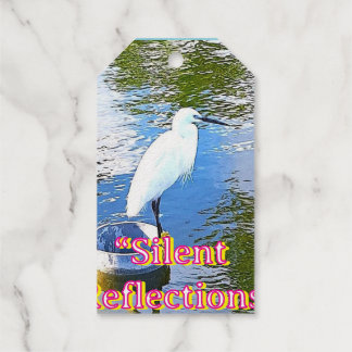 Silent Reflections | White Egret Nature Gift Tag