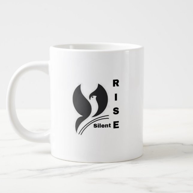 Silent Rise Bird Logo Minimalist Black Coffee Mug (Left)