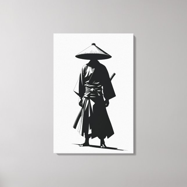 Silent Ronin - Black & White Wall Art Canvas Print (Front)