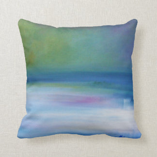 Silent Seas Blue Green Abstract Throw Pillow