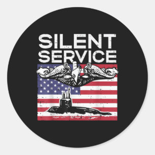Silent Service Submarine Us Flag Memorial Day Patr Classic Round Sticker