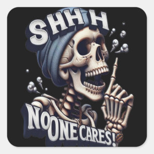 Silent Skeleton: Unveiling the Mysterious Bandana  Square Sticker