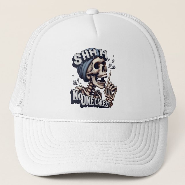 Silent Skeleton: Unveiling the Mysterious Bandanna Trucker Hat (Front)
