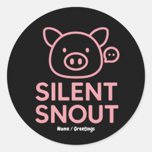 Silent Snout Cute Minimal Pink Pig Design Kawaii A Classic Round Sticker
