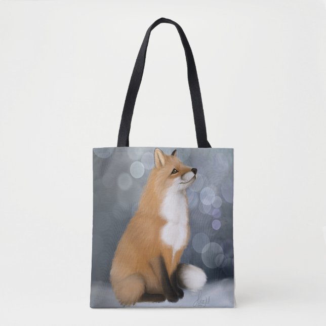 Silent Snowfall Fox Tote Bag (Front)