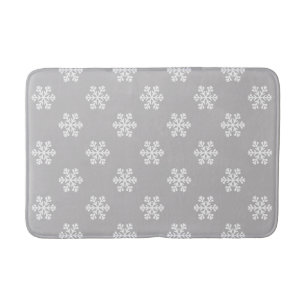 Silent Snowflakes in Gray Bath Mat