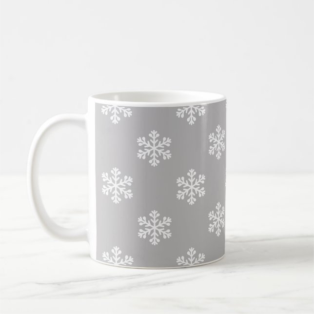 Silent Snowflakes in Gray Coffee Mug (Left)