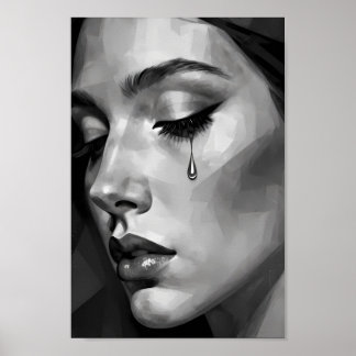 Silent Sorrow Monochrome Portrait Poster