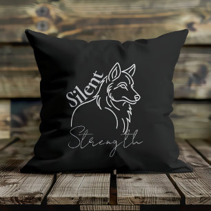 Silent Strength Wolf Cushion