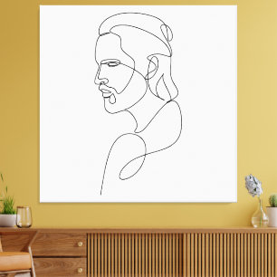 Silent Tear – Minimalist One Line Portrait Canvas Print