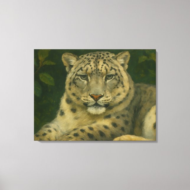 Silent Watcher – Snow Leopard in Forest Light Canvas Print (Front)