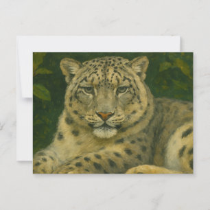 Silent Watcher – Snow Leopard in Forest Light Postcard