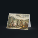 Silent Watching Whimsical Farmhouse Animals  Card<br><div class="desc">This greeting card features unlikely animal friends gathered around a cozy campfire on a peaceful farm. The warm,  rustic scene is perfect for birthday cards,  thank you notes,  or thinking of you messages. A sweet card for animal lovers.</div>