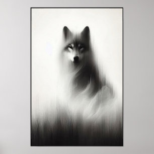 Silent Wolf Beneath Pale Light Poster