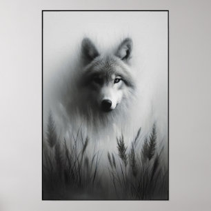 Silent Wolf Beneath Pale Light Poster