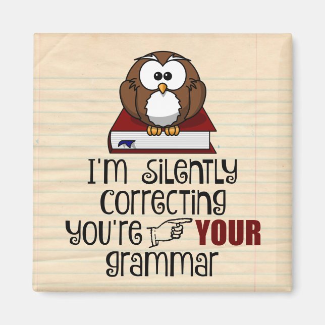 Silently Correcting Your Grammar Sarcastic Owl Magnet (Front)