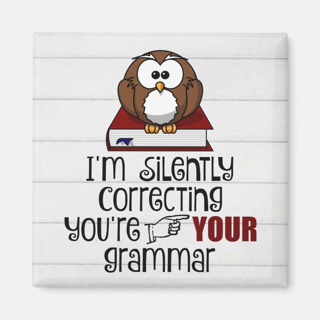 Silently Correcting Your Grammar Sarcastic Owl Magnet (Front)